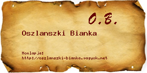Oszlanszki Bianka névjegykártya